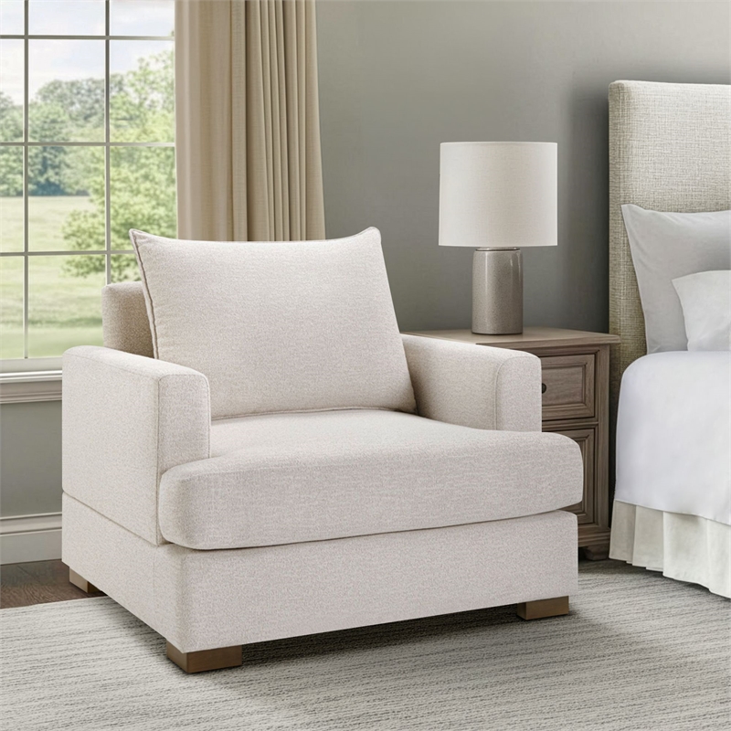 Olliix Madison Park One Size Wood Accent Chair in Beige