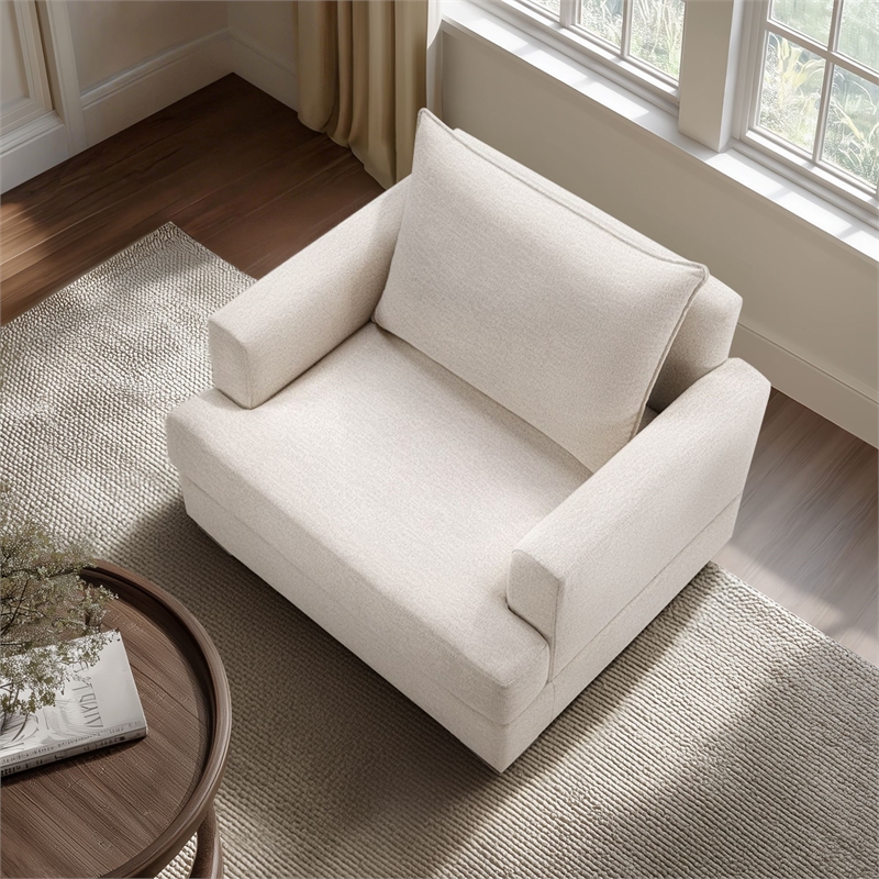 Olliix Madison Park One Size Wood Accent Chair in Beige