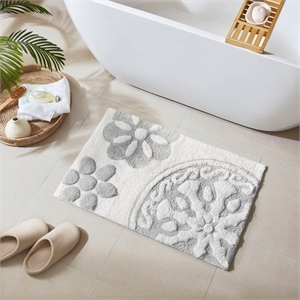 Olliix Madison Park 20x30&quot Cotton Bath Rug in Grey