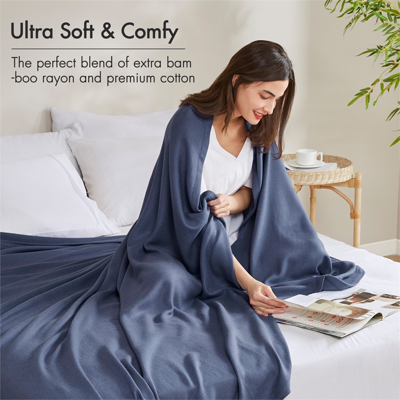 Olliix Madison Park King Rayon Blanket in Navy