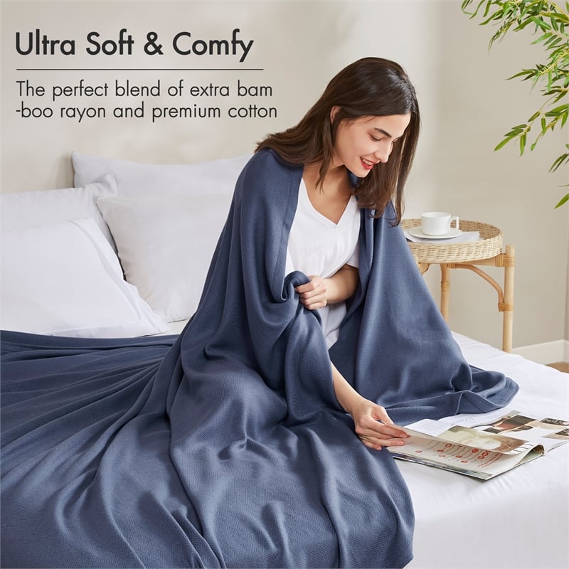 Olliix Madison Park Full/Queen Rayon Blanket in Navy