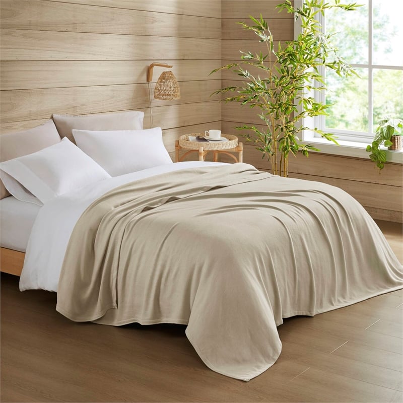 Olliix Madison Park Twin Rayon Blanket in Khaki