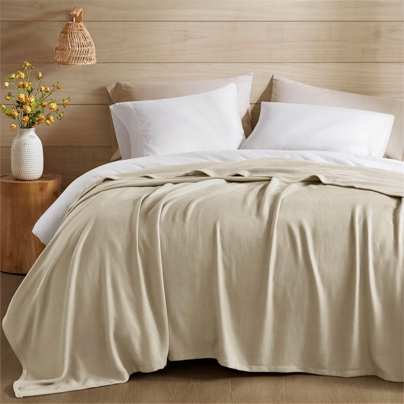 Olliix Madison Park Twin Rayon Blanket in Khaki