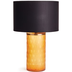 napa home & garden linnea honeycomb glass table lamp in black/amber