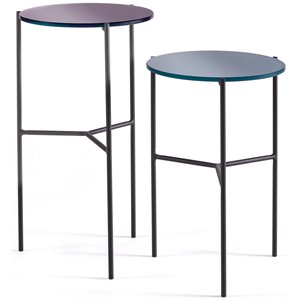 napa home & garden kenzie round glass top end table - dusty blue/iris (set of 2)