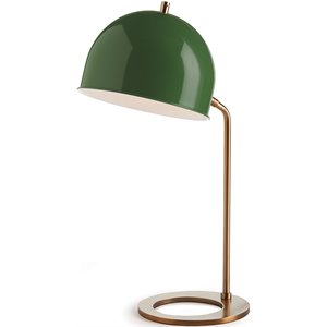napa home & garden clive iron metal round base desk lamp in green/brass