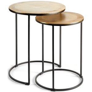 napa home & garden alamar aluminum and iron metal nesting table set in gold