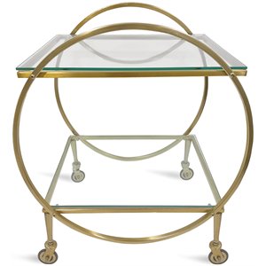 napa home & garden ophelia stainless steel and glass bar cart in gold/clear