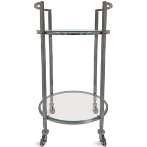 napa home & garden fletcher stainless steel and glass bar cart in dark gray