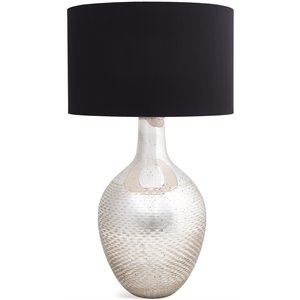 napa home & garden hadley mercury glass table lamp with shade in silver/black