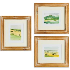 napa home & garden italian wood & glass landscape prints cream/yellow (set of 3)
