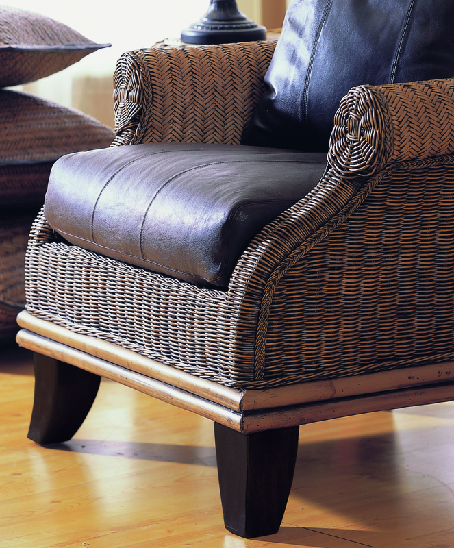 Padma's Plantation Bali Wicker / Rattan Wing Chair in Natural Antique