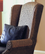 Padma's Plantation Bali Wicker / Rattan Wing Chair in Natural Antique