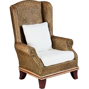 Padma's Plantation Bali Wicker / Rattan Wing Chair in Natural Antique