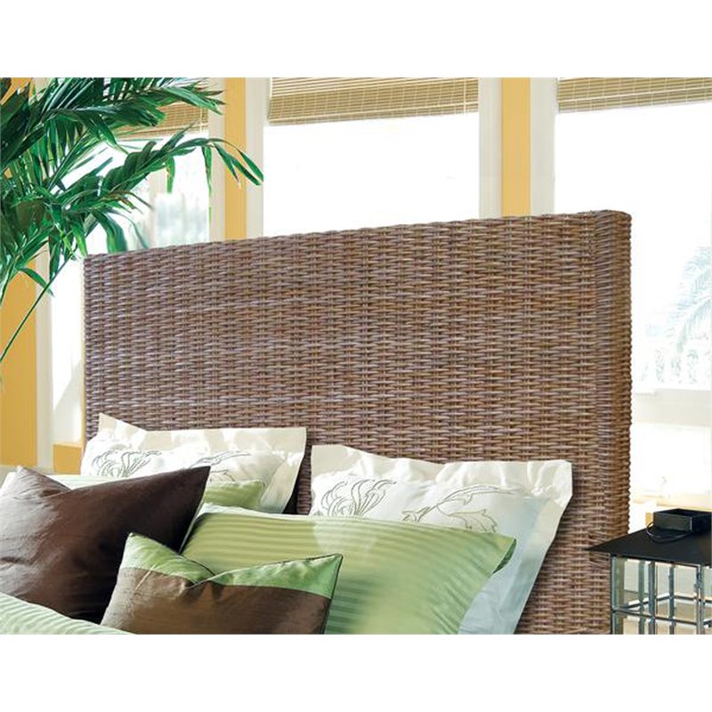 Padma's Plantation Wicker Weave King Headboard in Kubu Gray