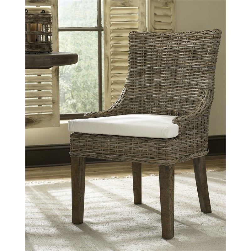 Padma's Plantation Alfresco Wicker 2 Pc. Dining Chair Set in Kubu Gray