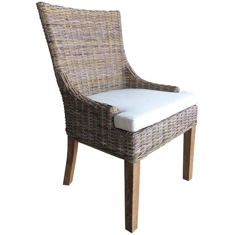 Padma's Plantation Alfresco Wicker 2 Pc. Dining Chair Set in Kubu Gray