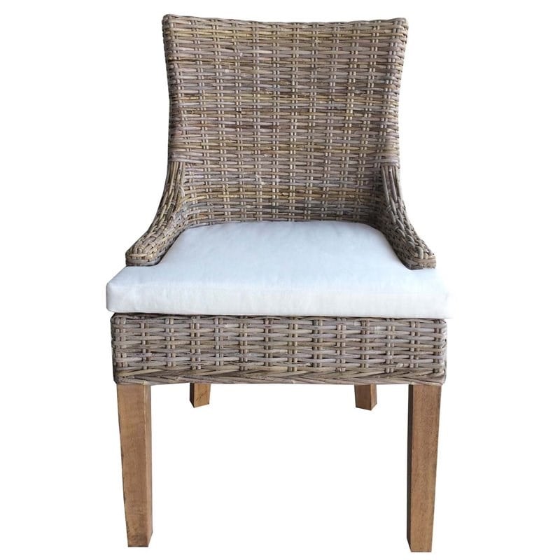 Padma's Plantation Alfresco Wicker 2 Pc. Dining Chair Set in Kubu Gray