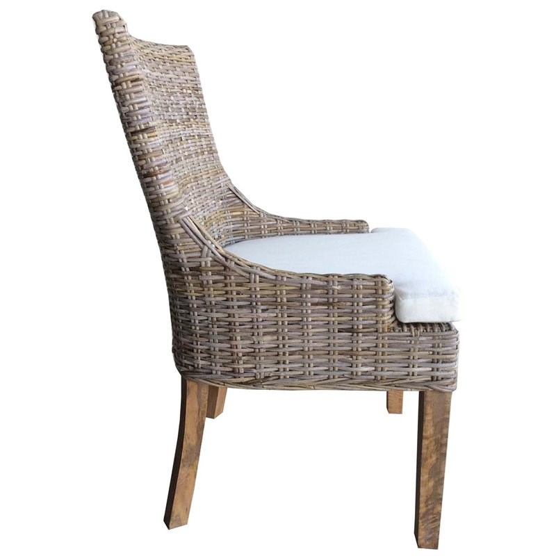 Padma's Plantation Alfresco Wicker 2 Pc. Dining Chair Set in Kubu Gray
