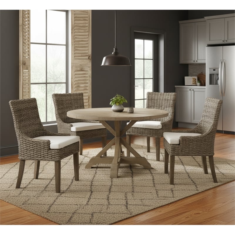 Padma's Plantation Alfresco Wicker 2 Pc. Dining Chair Set in Kubu Gray
