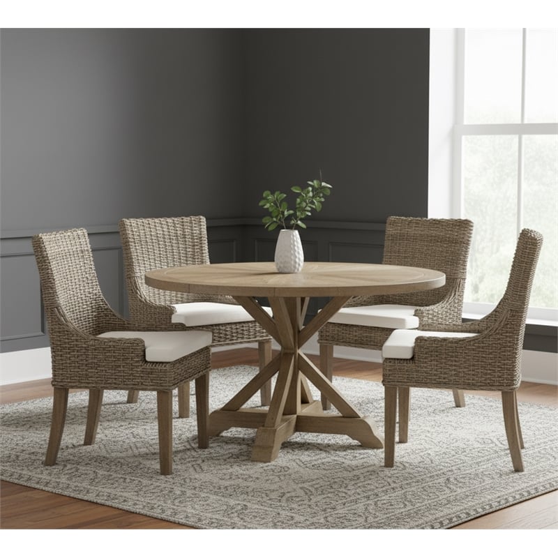 Padma's Plantation Alfresco Wicker 2 Pc. Dining Chair Set in Kubu Gray