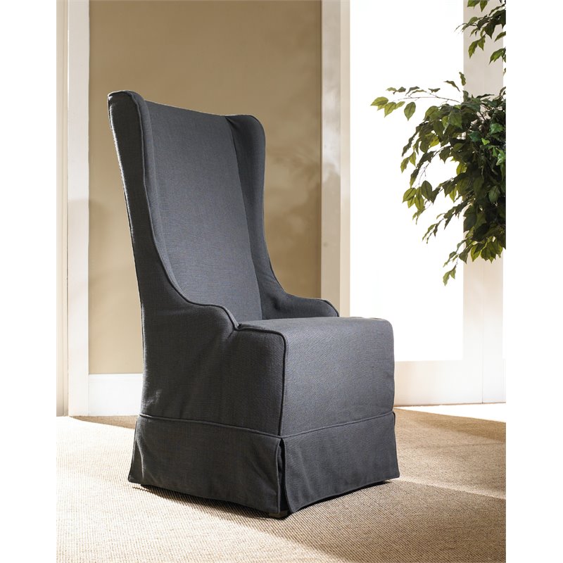 Padma's Plantation Atlantic Beach Solid Wood Wing Dining Chair in Charcoal Linen