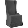 Padma's Plantation Atlantic Beach Solid Wood Wing Dining Chair in Charcoal Linen