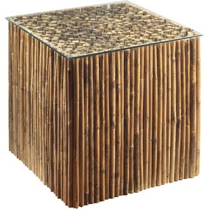 padma's plantation wood bunching table with glass top in natural
