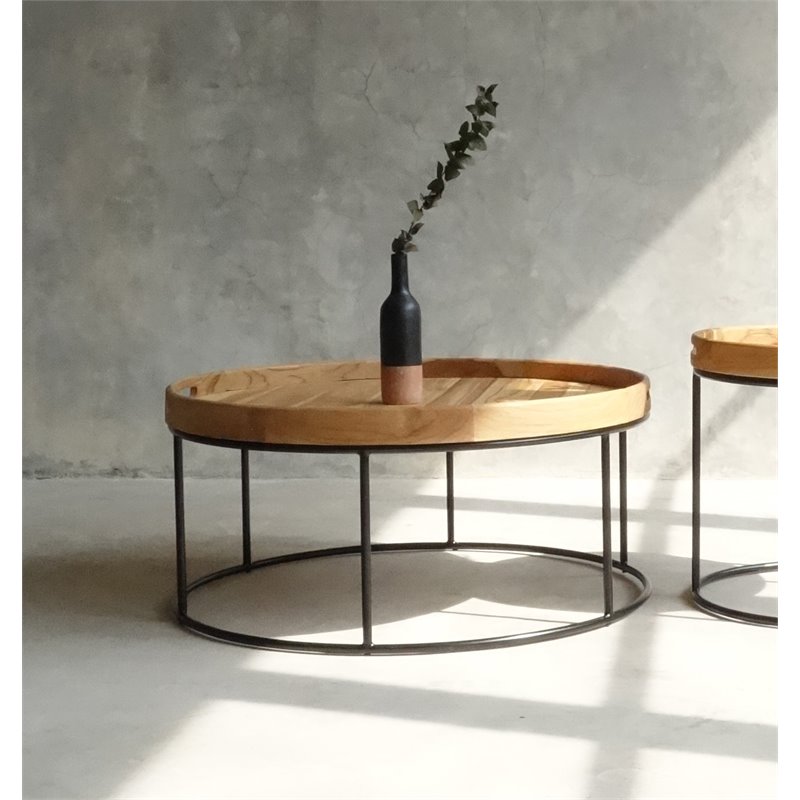 Padma's Plantation Berkeley Metal Coffee Table in Natural & Iron