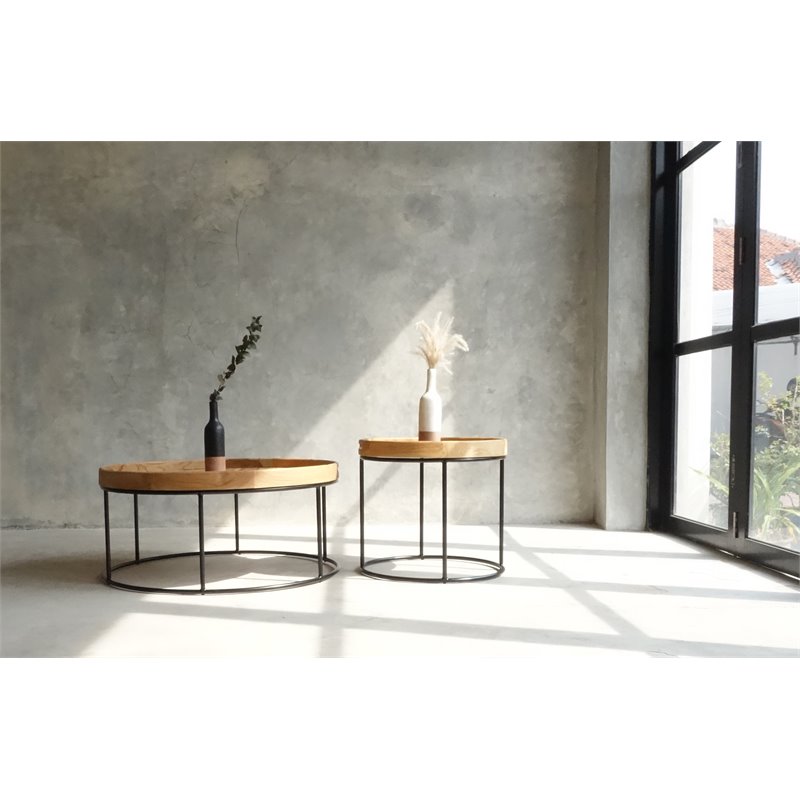 Padma's Plantation Berkeley Metal Coffee Table in Natural & Iron