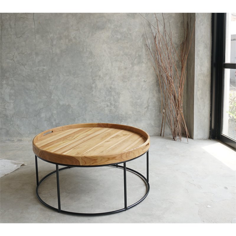Padma's Plantation Berkeley Metal Coffee Table in Natural & Iron