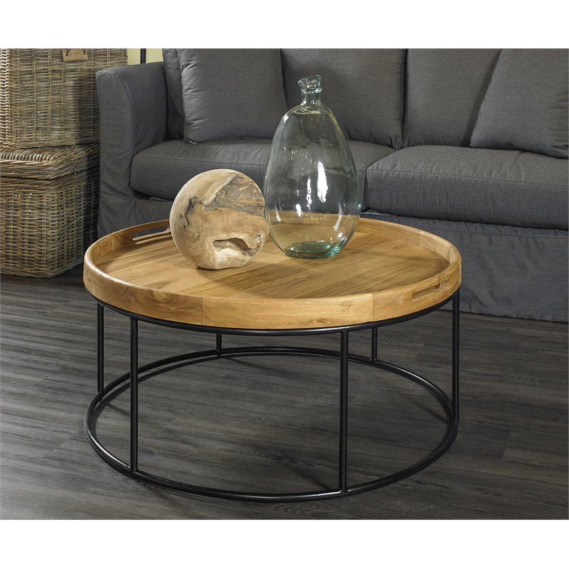 Padma's Plantation Berkeley Metal Coffee Table in Natural & Iron