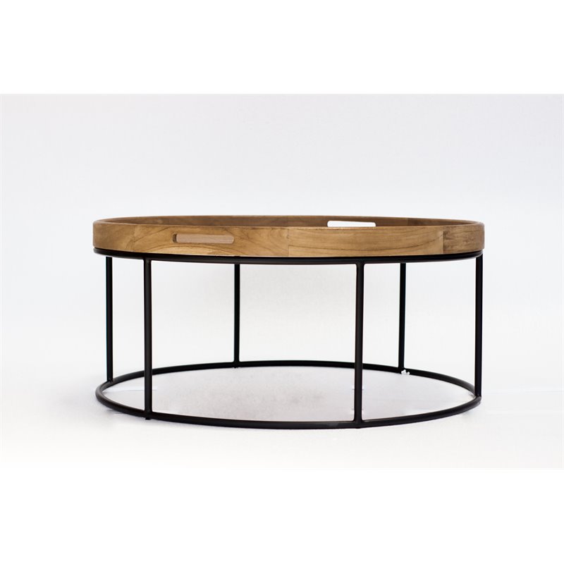 Padma's Plantation Berkeley Metal Coffee Table in Natural & Iron