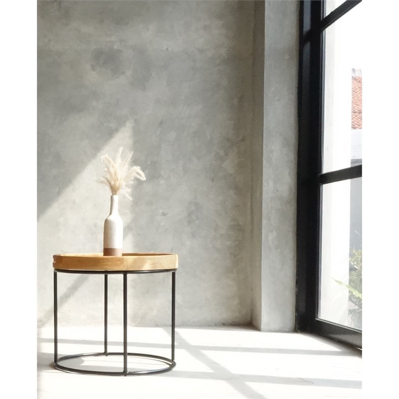 Padma's Plantation Berkeley Metal End Table in Natural & Iron