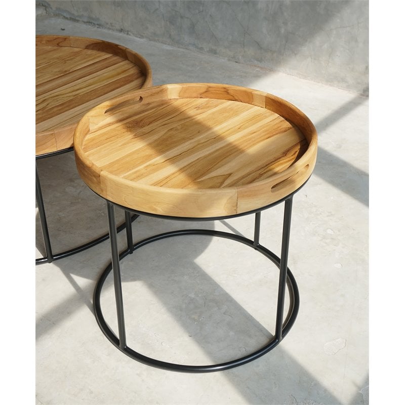 Padma's Plantation Berkeley Metal End Table in Natural & Iron