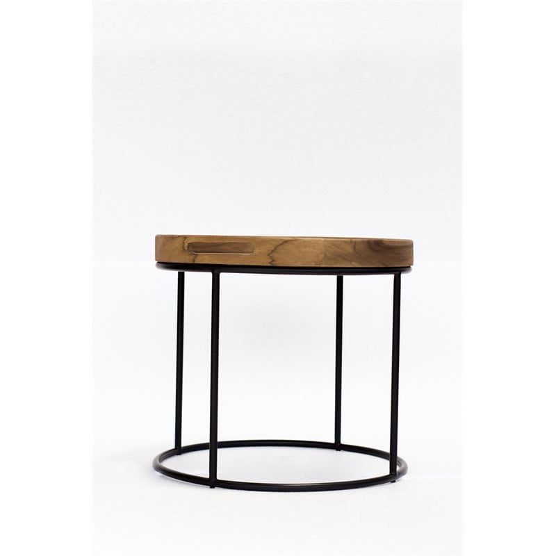 Padma's Plantation Berkeley Metal End Table in Natural & Iron