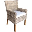 Padma's Plantation Boca Wicker Dining Armchair in Kubu Gray
