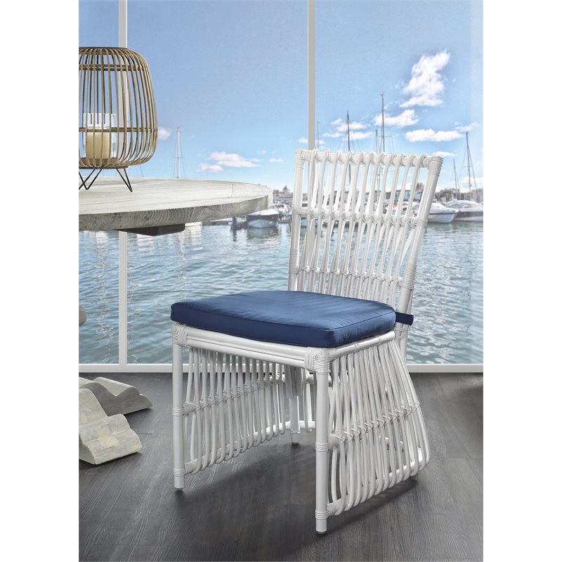 Padma's Plantation Bungalow Rattan Dining Chair in White