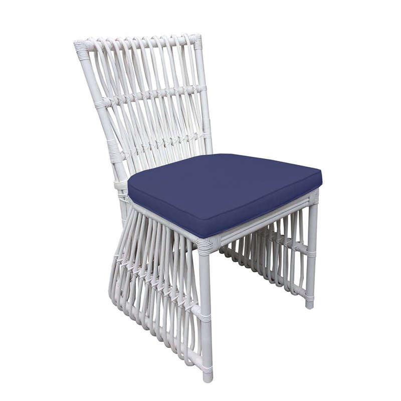 Padma's Plantation Bungalow Rattan Dining Chair in White