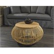 Padma's Plantation Edgewater Wood Coffee Table in Natural Rattan
