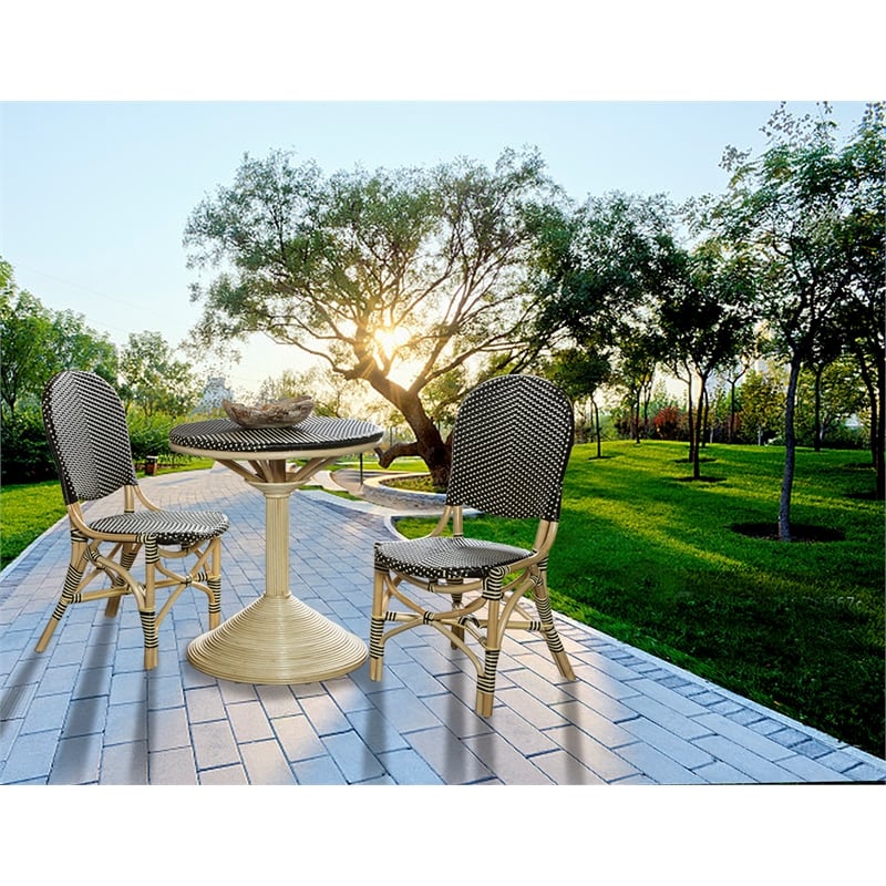 Padma's Plantation Rattan 2 Pc. Bistro Chair Set in Black & Beige