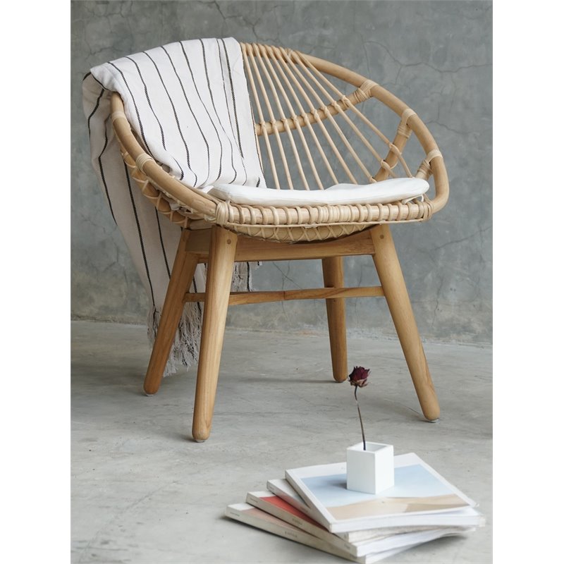 Padma's Plantation Florida Wood Chair in Natural Rattan