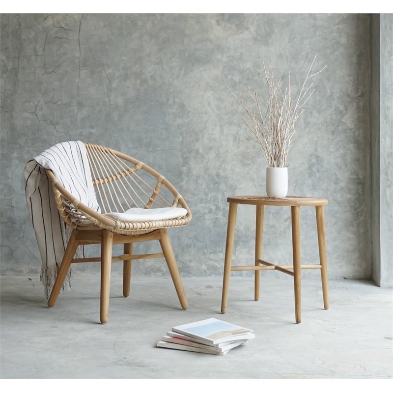 Padma's Plantation Florida Wood Chair in Natural Rattan