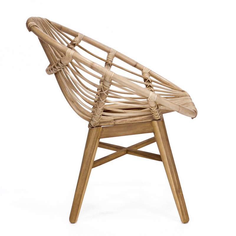 Padma's Plantation Florida Wood Chair in Natural Rattan