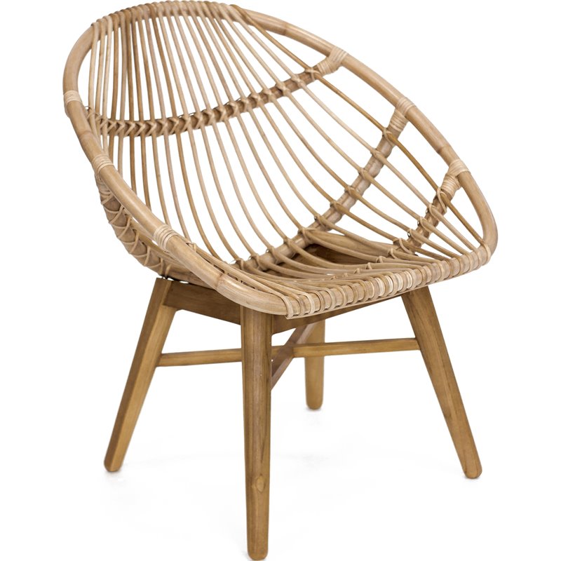 Padma's Plantation Florida Wood Chair in Natural Rattan