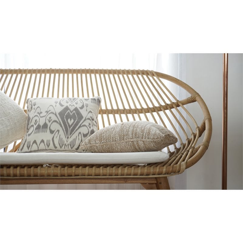 Padma's Plantation Florida Rattan Sofa Bench in Natural Rattan
