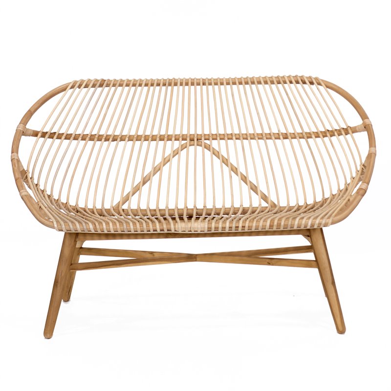 Padma's Plantation Florida Rattan Sofa Bench in Natural Rattan