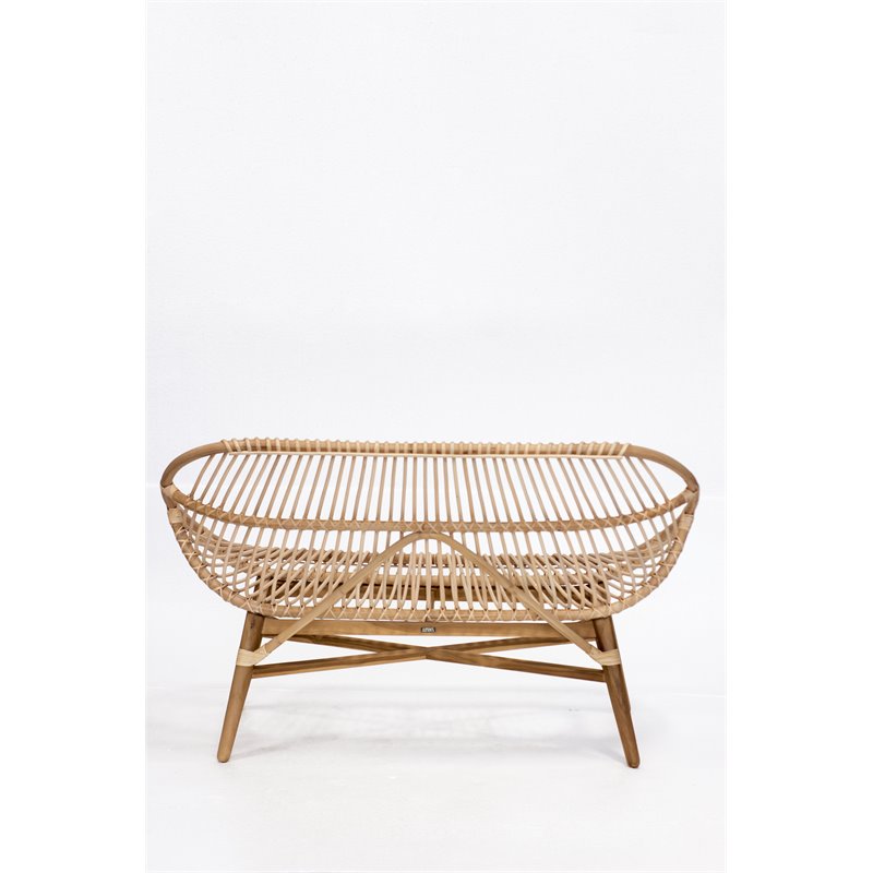 Padma's Plantation Florida Rattan Sofa Bench in Natural Rattan