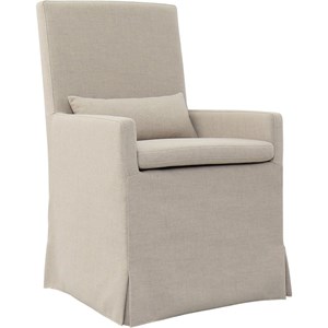 Padma's Plantation Sandspur Beach Wood Dining Armchair in Brushed Linen White