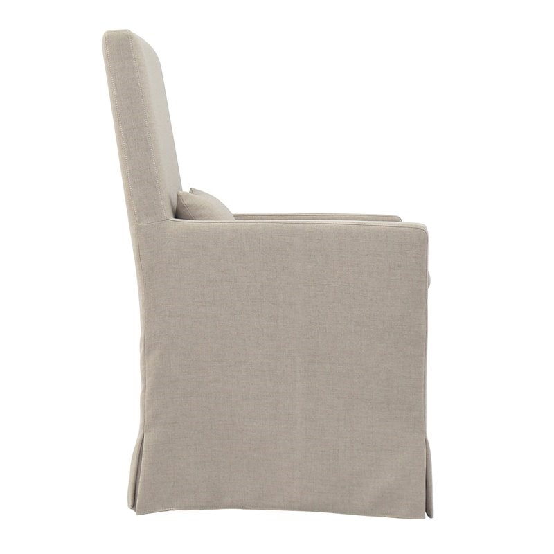 Padma's Plantation Sandspur Beach Wood Dining Armchair in Brushed Linen White